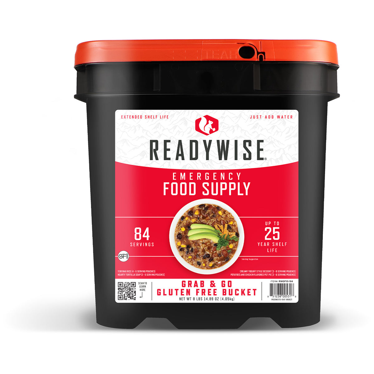 ReadyWise RWGF01184 Gluten Free Freeze-Dried Emergency Entrees - 84 Servings