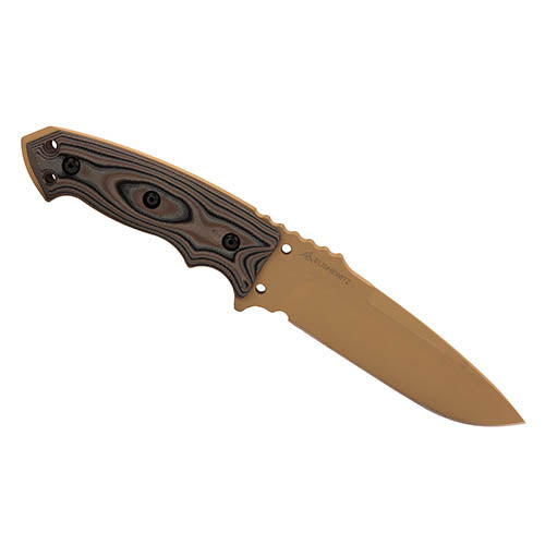 Hogue EX-F01 Fixed Blade Knife 5.5" Tan with FDE Scales and Tan Sheath