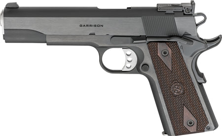 Springfield Armory PX9420ADJ 1911 Garrison Full Size 45 ACP 7+1 5" Stainless Match Grade Barrel, Blued Carbon Steel Serrated Slide, Blued Carbon Steel Frame w/Beavertail, Thinline Wood Grip