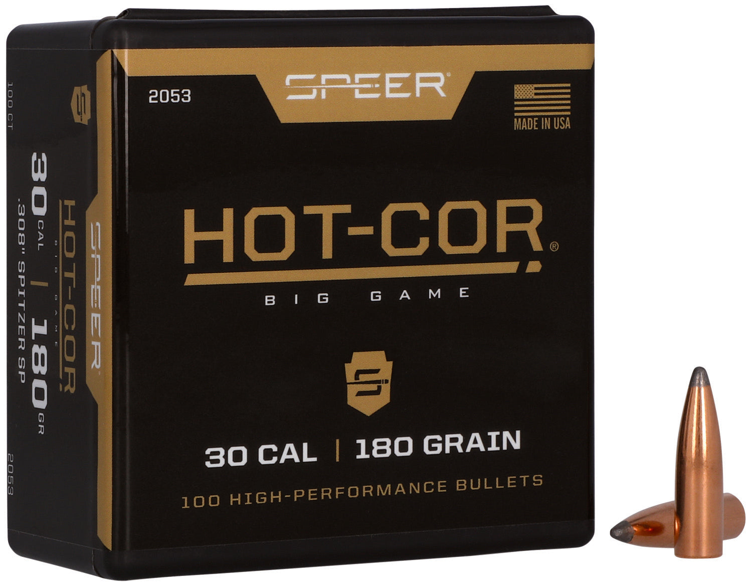 Speer 30Cal 180gr Hot-Cor Spitzer SP Rifle Component Bullets 100/Box