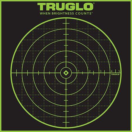 TruGlo Tru-See Grid Bullseye Target Self-Adhesive Heavy Paper Black/Green 12"x12" 12 Pack (TG10A12)