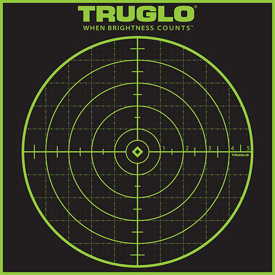 TruGlo Tru-See Grid Bullseye Target Self-Adhesive Heavy Paper Black/Green 12"x12" 12 Pack (TG10A12)
