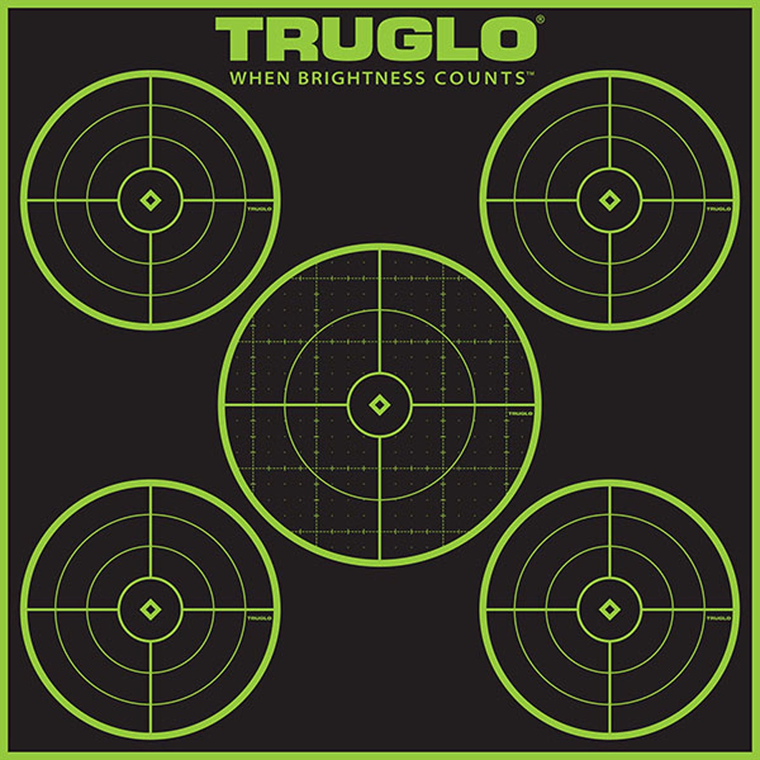 TruGlo Tru-See 5-Bull Target Self-Adhesive Heavy Paper Black/Green 12"x12" 12 Pack (TG11A12)