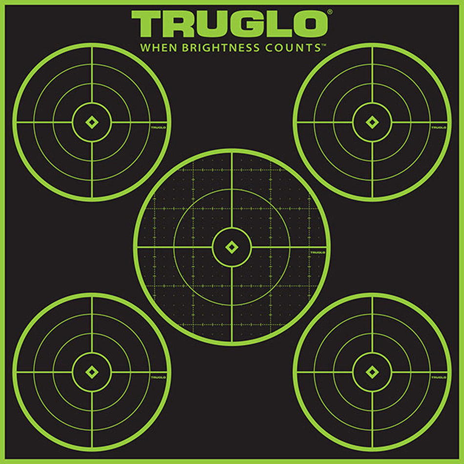 TruGlo Tru-See 5-Bull Target Self-Adhesive Heavy Paper Black/Green 12"x12" 12 Pack (TG11A12)