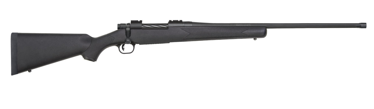 Mossberg 28243 Patriot Full Size 6.5 PRC 4+1 24" Matte Blued Fluted Threaded Barrel, Drilled & Tapped Matte Blued Stainless Steel Receiver, Black Fixed Synthetic Stock