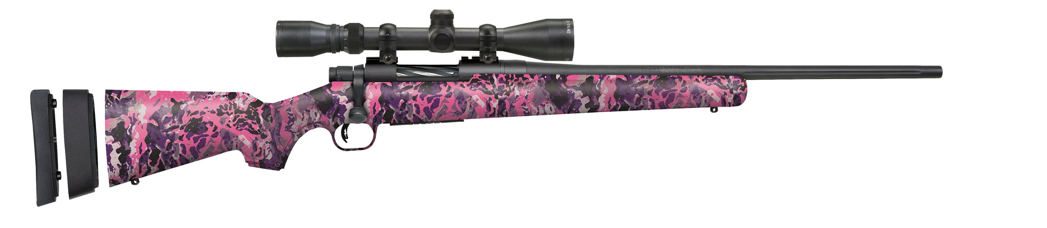 Mossberg 28144 Patriot Super Bantam Youth 7mm-08 Rem 5+1 20" Matte Blued Fluted Barrel, Matte Blued Steel Receiver, Muddy Girl Wild Synthetic Stock, Right Hand Includes 3-9x40mm Duplex Scope
