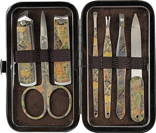 Rivers Edge Men's 7 Piece Manicure Set Green Camo