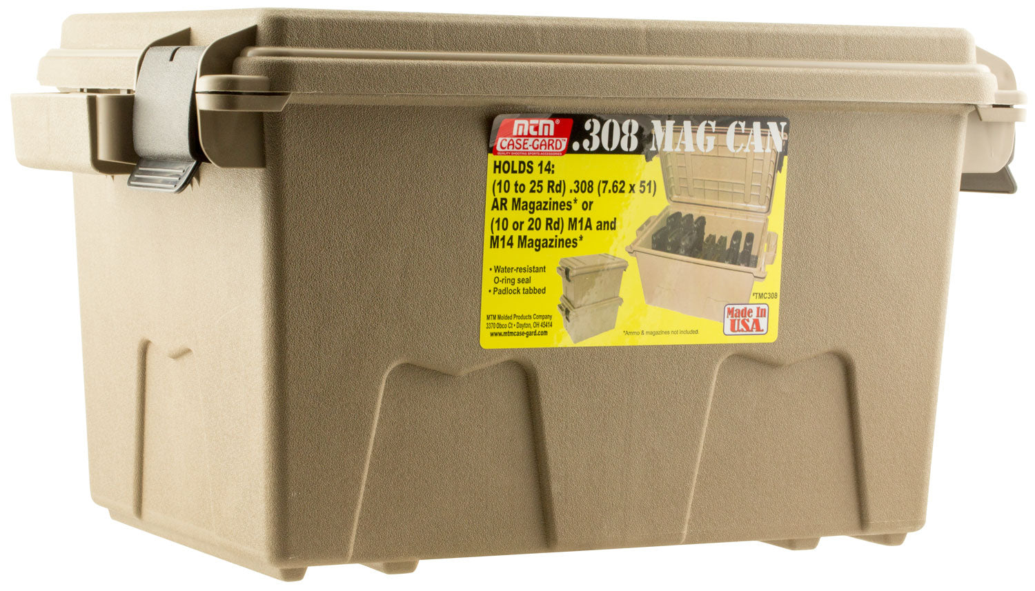MTM Case-Gard TMC308 Tactical Mag Can Flat Dark Earth Polymer 308 Win 7.62x51mm NATO AR-Platform