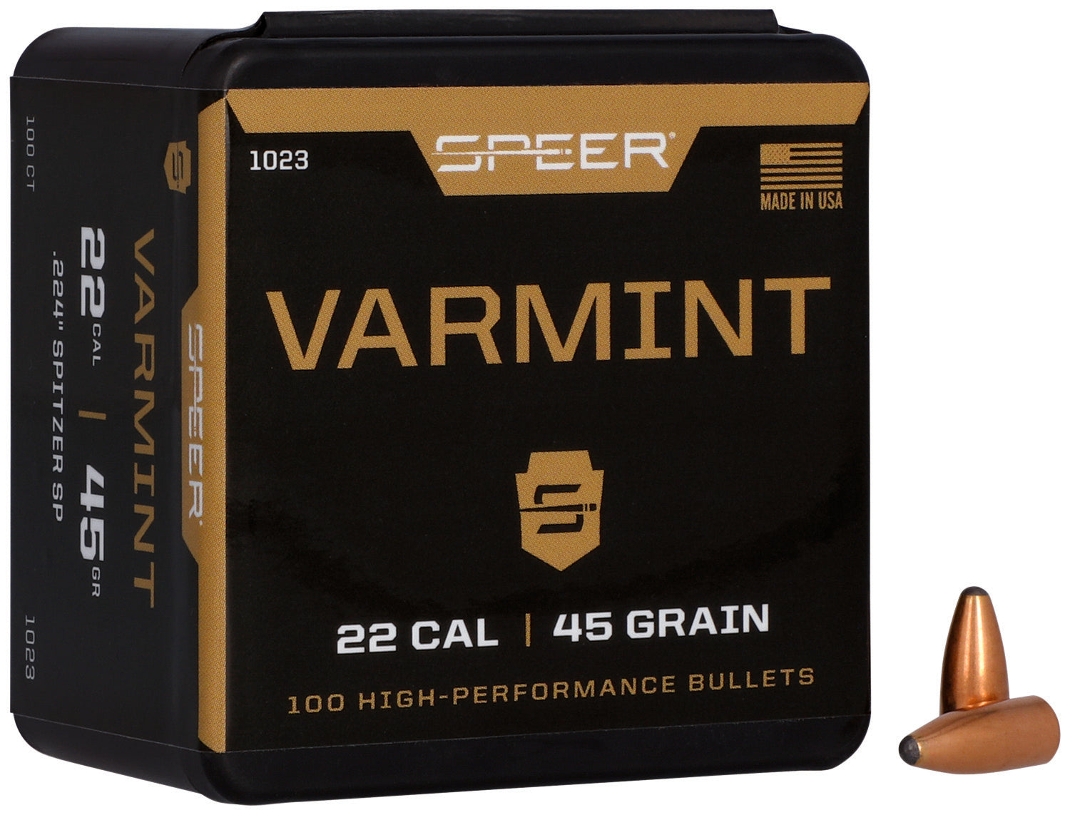 Speer 22Cal 45gr Varmint Jacketed SP Reloading Bullets 100/Box