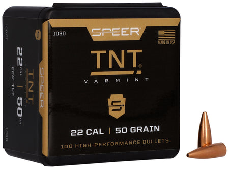Speer 22Cal 50gr TNT Jacketed Hollow Point Varmint Reloading Bullets 100/Box