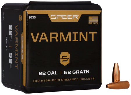 Speer 22Cal 52gr Varmint Hollow Point Reloading Bullets 100/Box