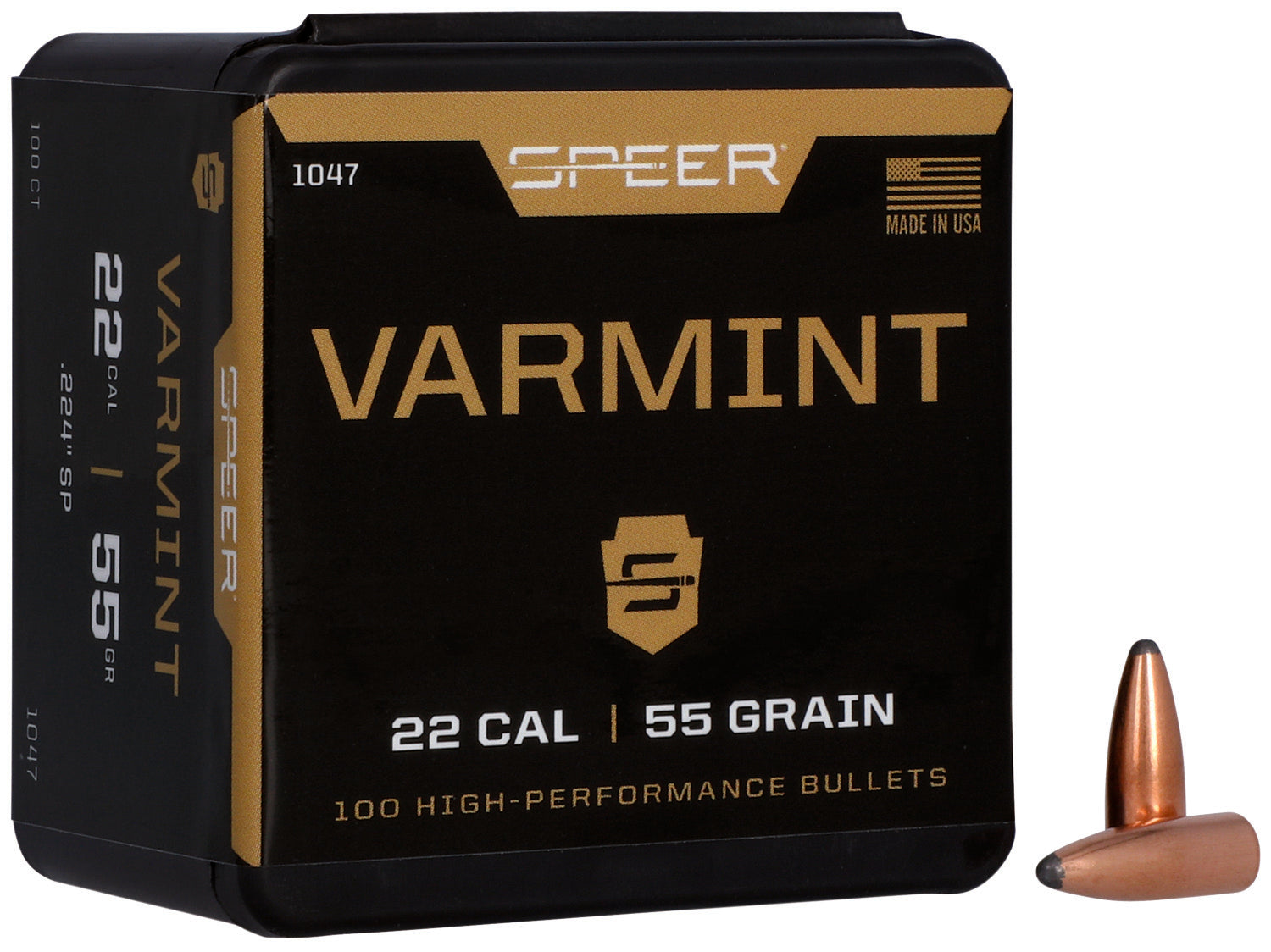 Speer 22Cal 55gr Varmint Jacketed SP Reloading Bullets 100/Box