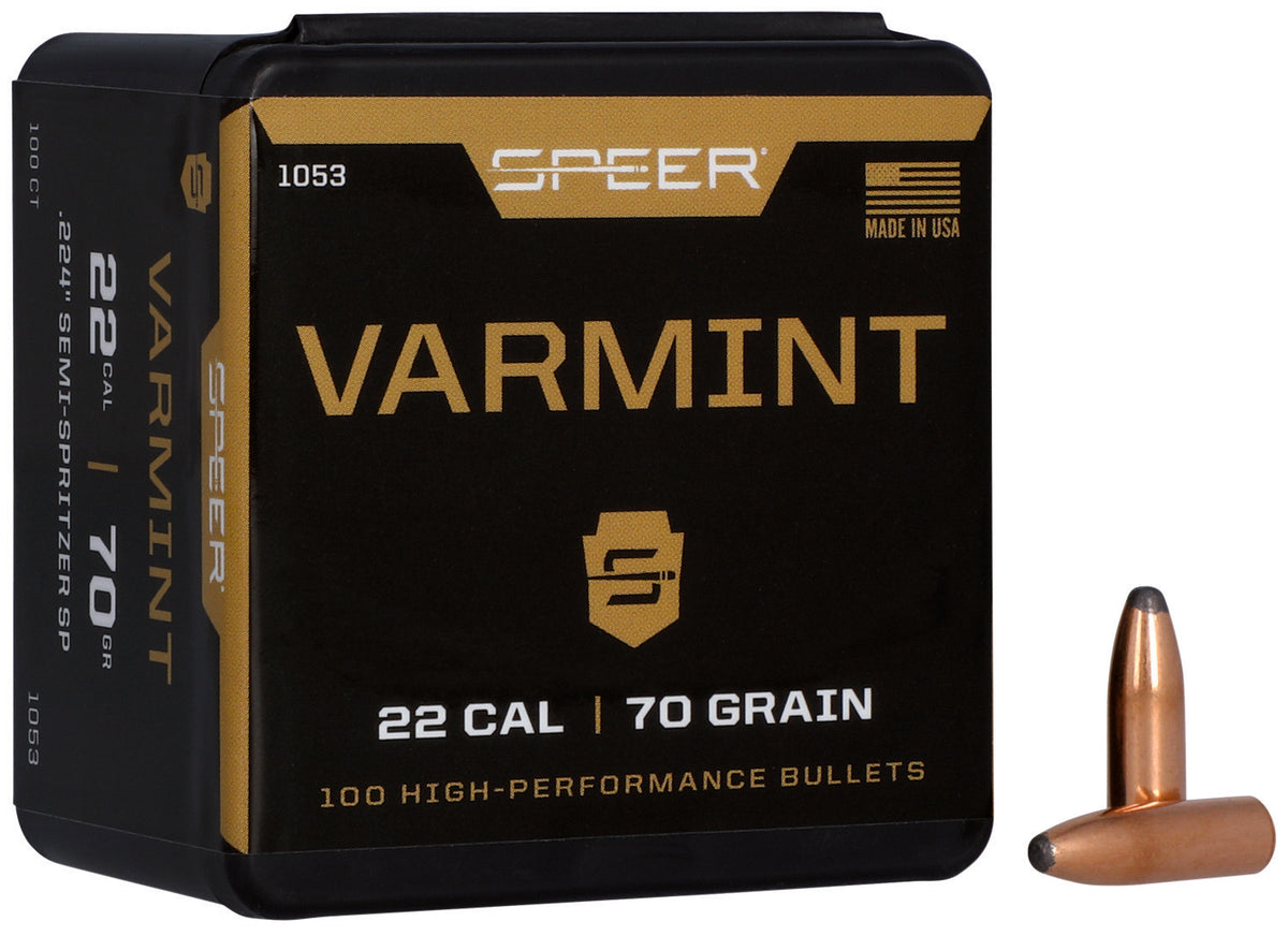 Speer #1053 Varmint 22Cal 70gr Jacketed Soft Point 100-Count Box