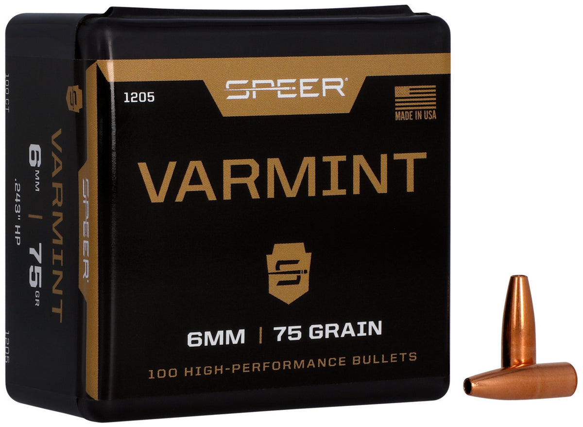 Speer #1205 Varmint 6mm 75gr Jacketed Hollow Point 100-Count Box