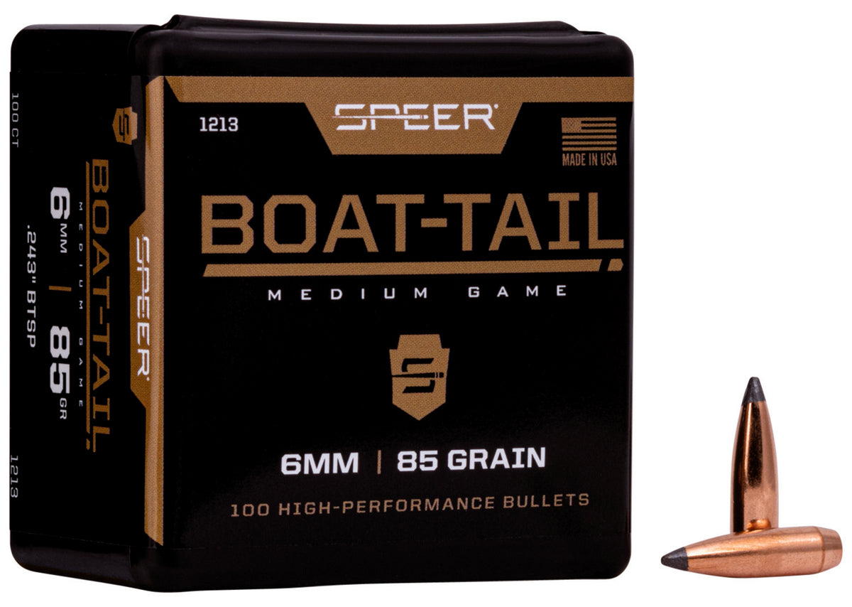 Speer #1213 6mm 85gr Boat Tail Jacketed Soft Point 100-Count Box