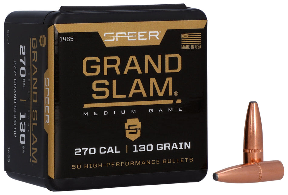 Speer #1465 Grand Slam 270Cal 130gr SP Component Bullets 50-Count Box