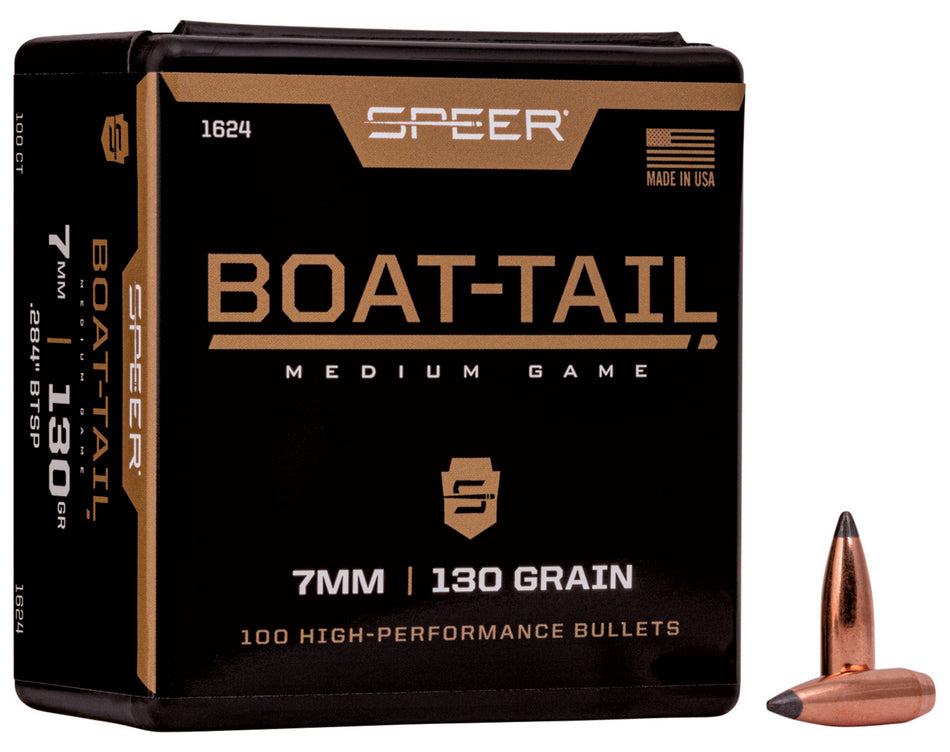 Speer #1624 7mm 130gr Boat Tail Jacketed Soft Point 100-Count Box