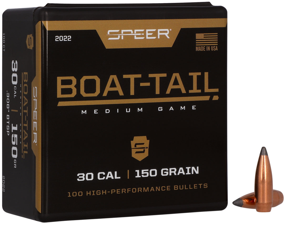 Speer #2022 30Cal 150gr Boat Tail Jacketed Soft Point 100-Count Box