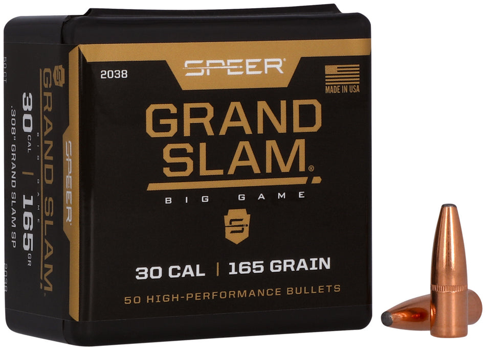 Speer Grand Slam 30 Caliber 165 Grain Soft Point Rifle Bullets