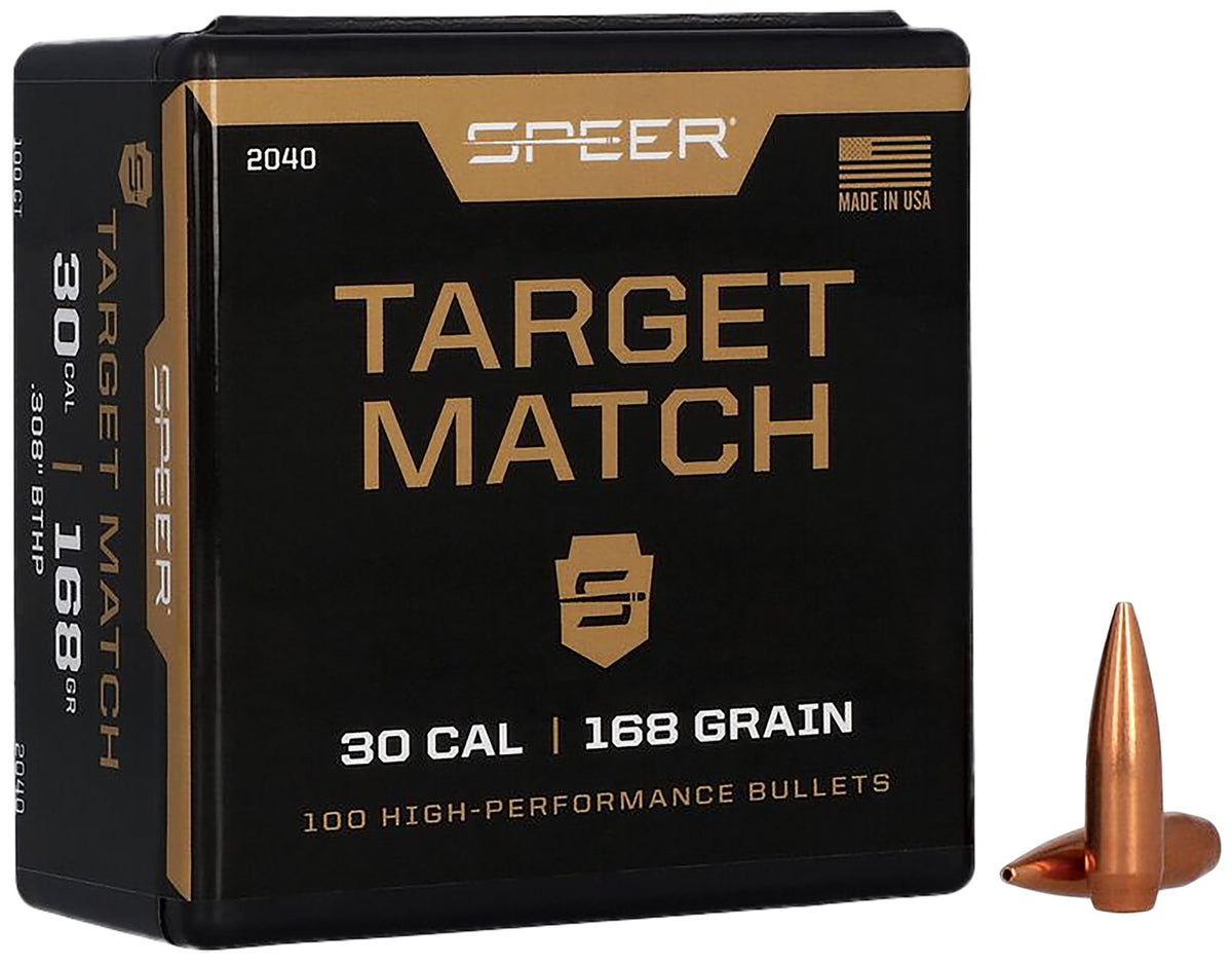 Speer .308 Cal 168 Grain Open Tip Match Boattail Reloading Projectiles