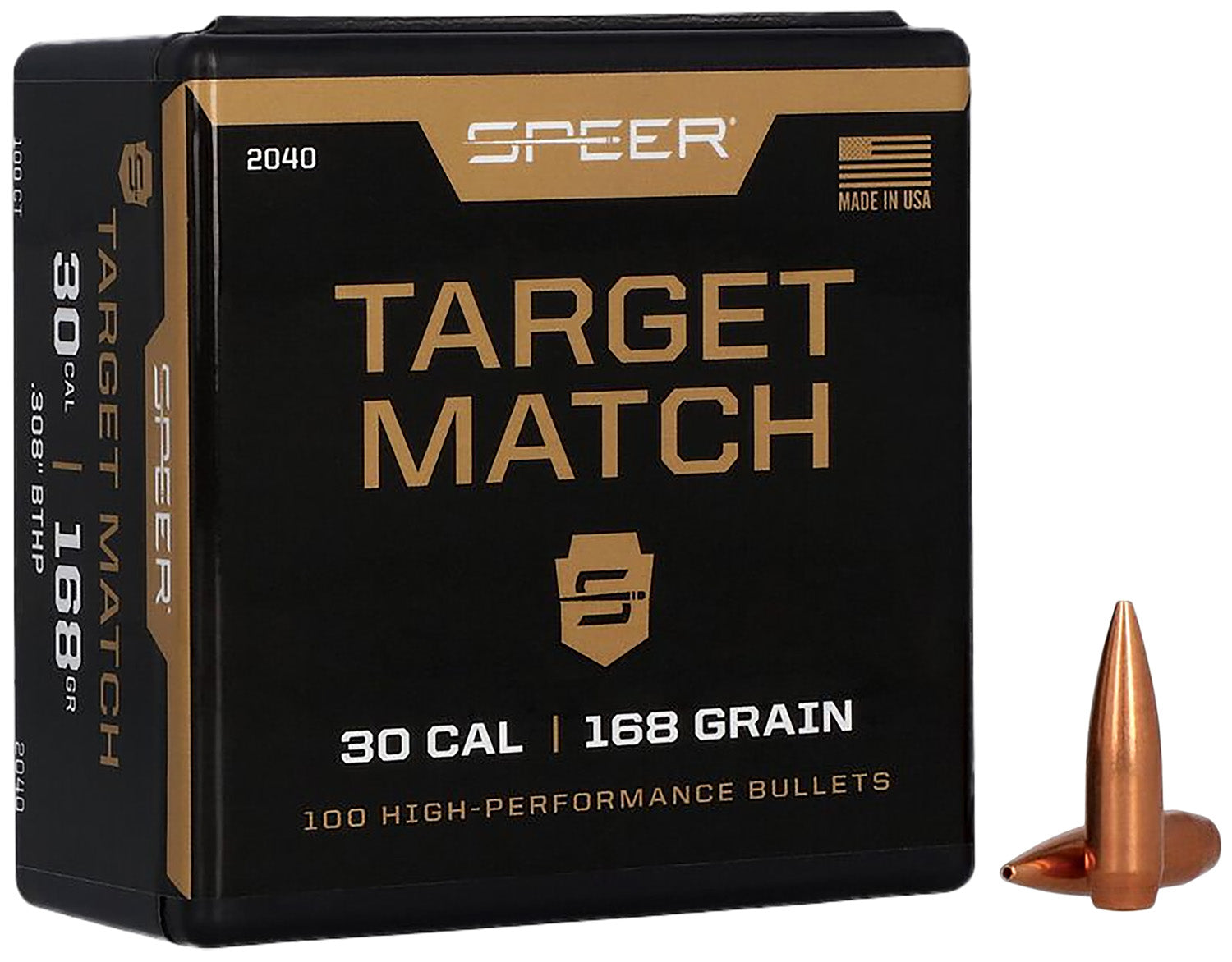 Speer .308 Cal 168 Grain Open Tip Match Boattail Reloading Projectiles