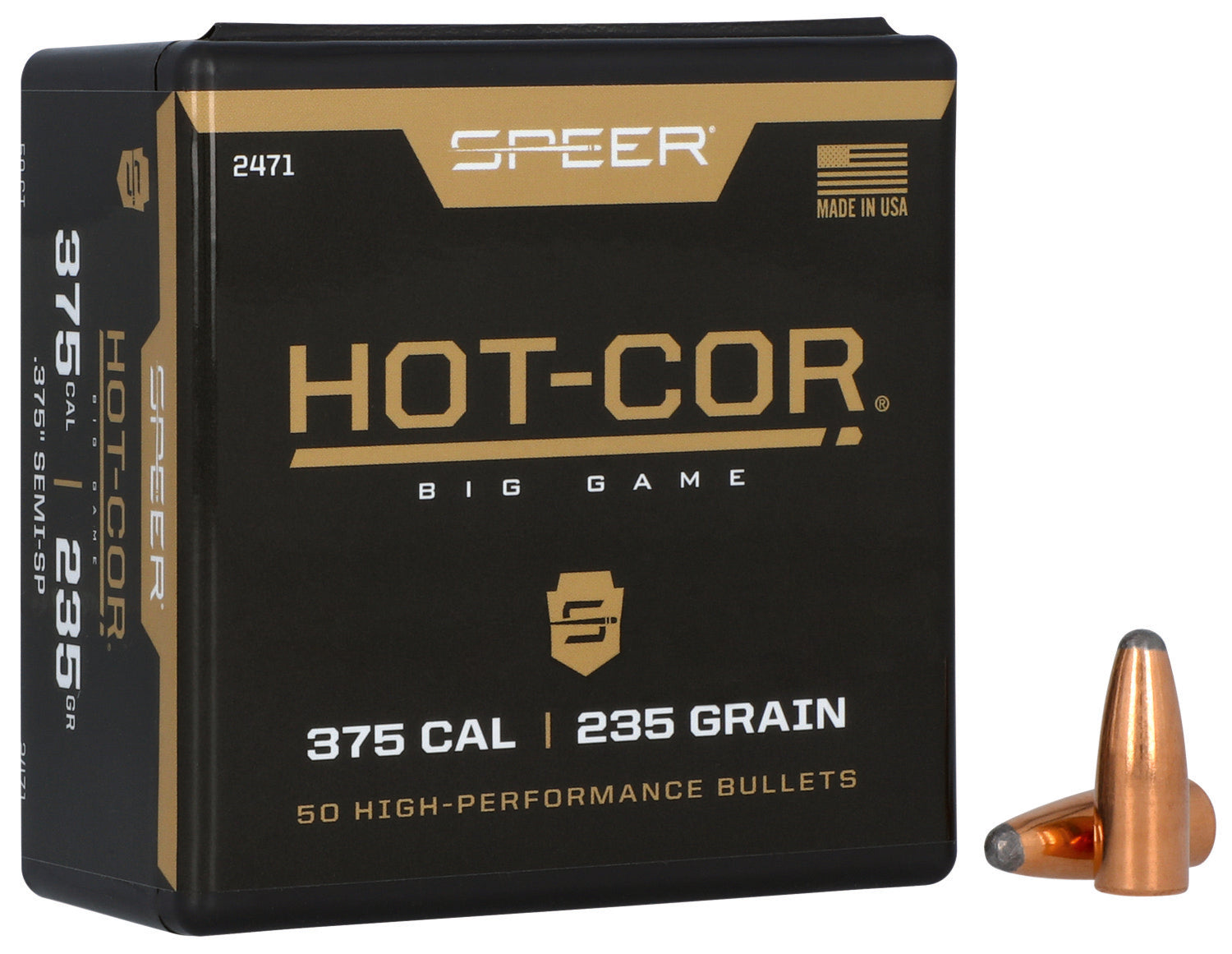 Speer Hot-Cor .375 Caliber 235 Grain Semi Spitzer Soft Point Reloading Projectiles