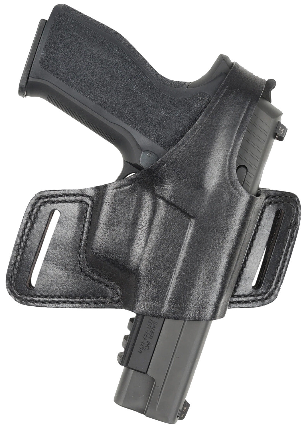 Bianchi Black Widow OWB Holster Size 14 Black Leather Belt Slide Right Hand Fits Glock 17/19/22