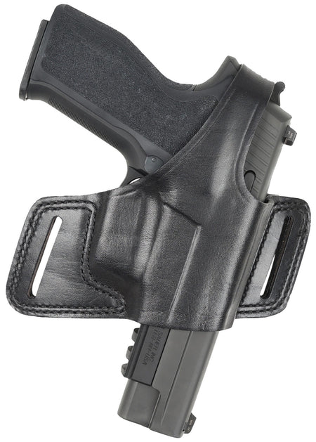 Bianchi Black Widow OWB Holster Size 14 Black Leather Belt Slide Right Hand Fits Glock 17/19/22