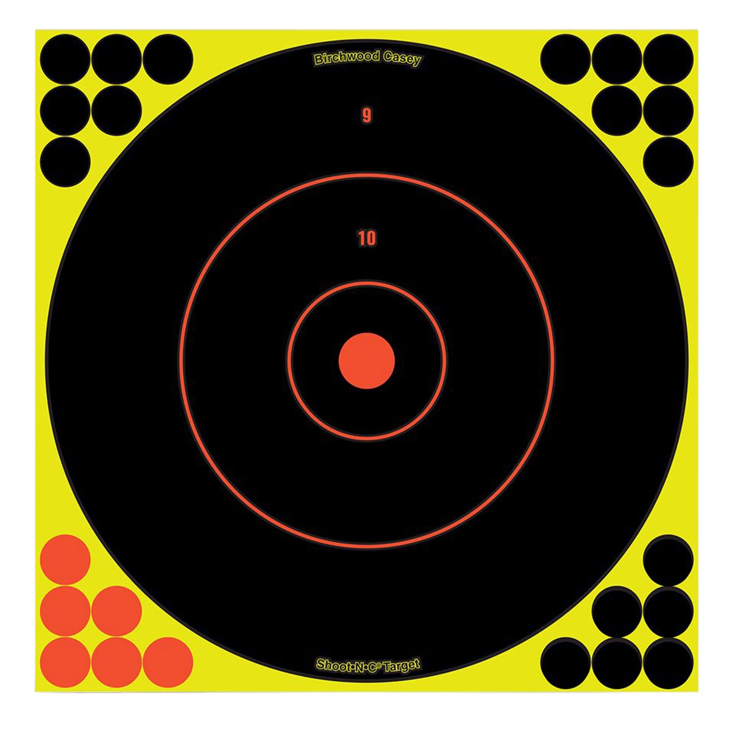 Birchwood Casey 34022 Shoot-N-C Reactive Self-Adhesive 12-Inch Bullseye Paper Target Black/Yellow/Red 12 Pack