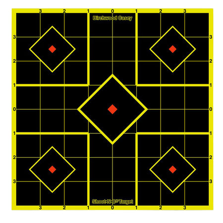 Birchwood Casey 34112 Shoot-N-C Reactive Self-Adhesive Paper Target Multi Color 8" 5-Diamond 15 Pack