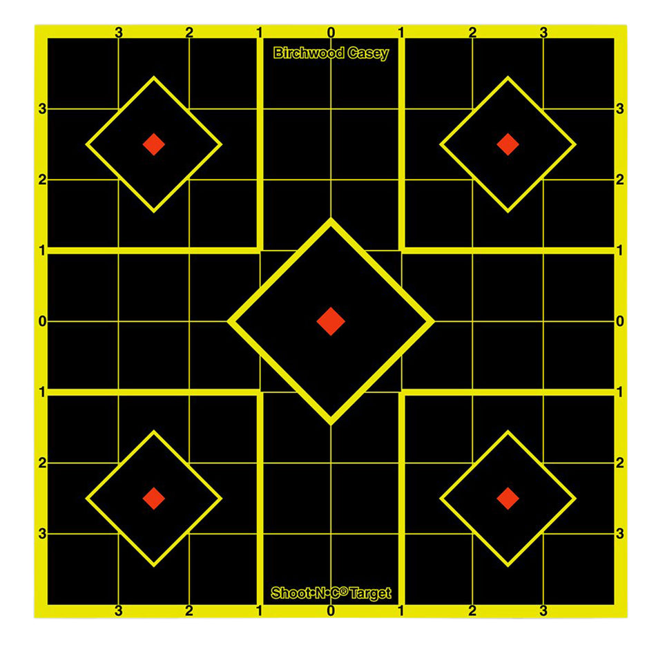 Birchwood Casey 34112 Shoot-N-C Reactive Self-Adhesive Paper Target Multi Color 8" 5-Diamond 15 Pack