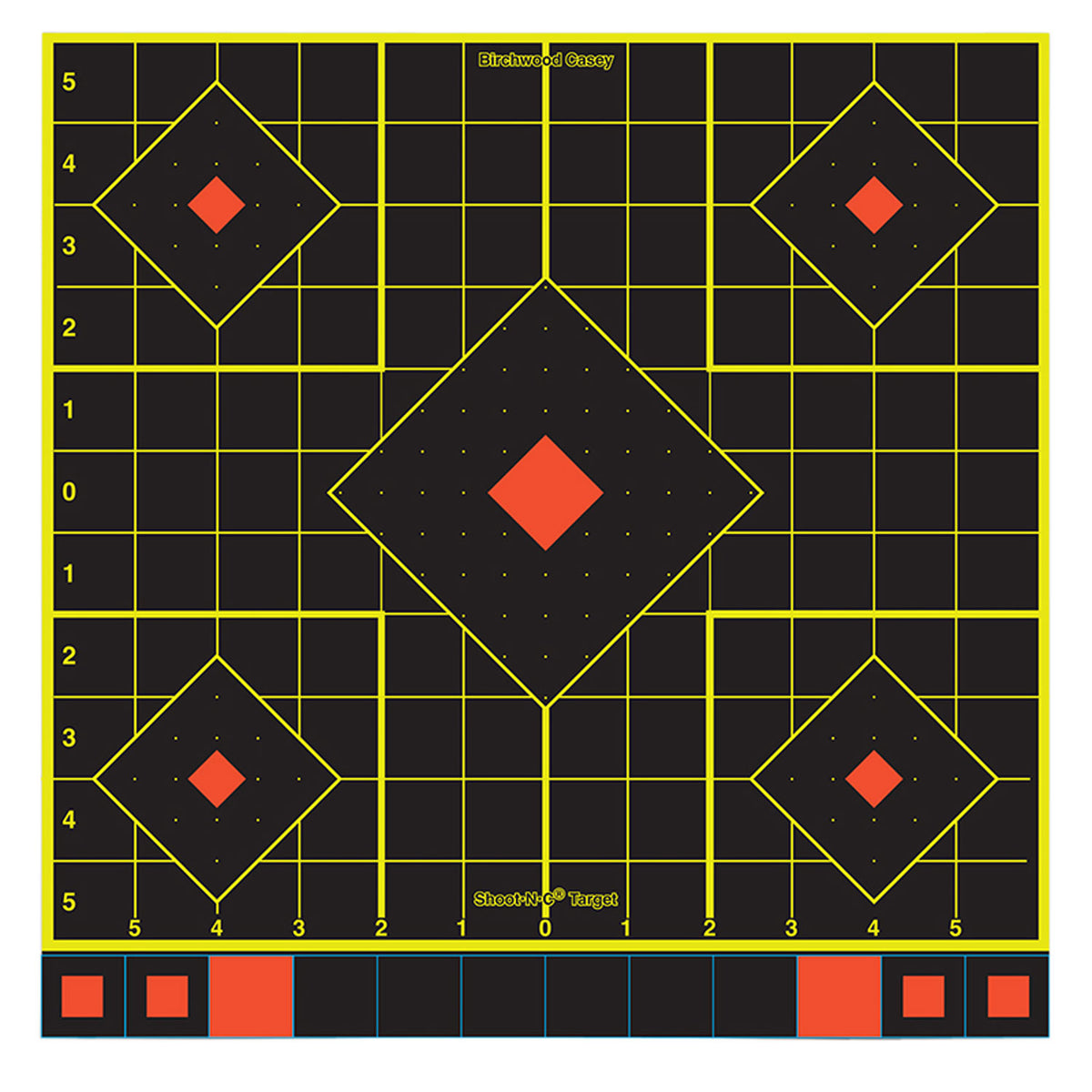 Birchwood Casey 34214 Shoot-N-C Reactive Self-Adhesive Paper Target Multi Color 12" 5-Diamond 12 Pack