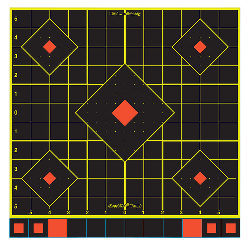 Birchwood Casey 34214 Shoot-N-C Reactive Self-Adhesive Paper Target Multi Color 12" 5-Diamond 12 Pack