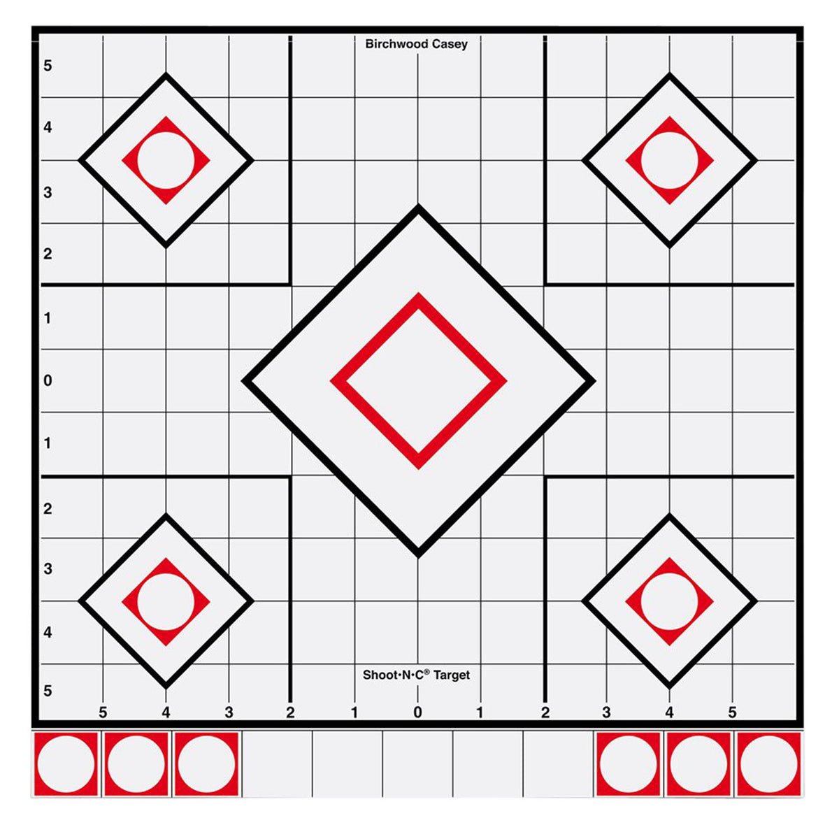Birchwood Casey 34219 Shoot-N-C Reactive Self-Adhesive Paper Target White/Red 12" 5-Diamond 5 Pack