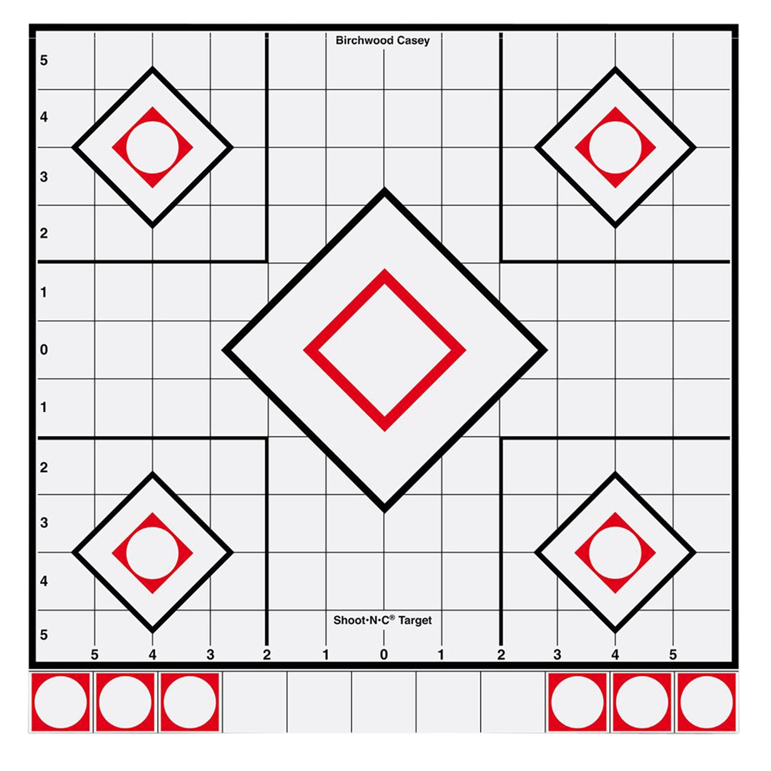 Birchwood Casey 34219 Shoot-N-C Reactive Self-Adhesive Paper Target White/Red 12" 5-Diamond 5 Pack