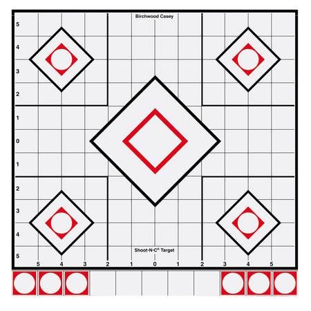 Birchwood Casey 34219 Shoot-N-C Reactive Self-Adhesive Paper Target White/Red 12" 5-Diamond 5 Pack