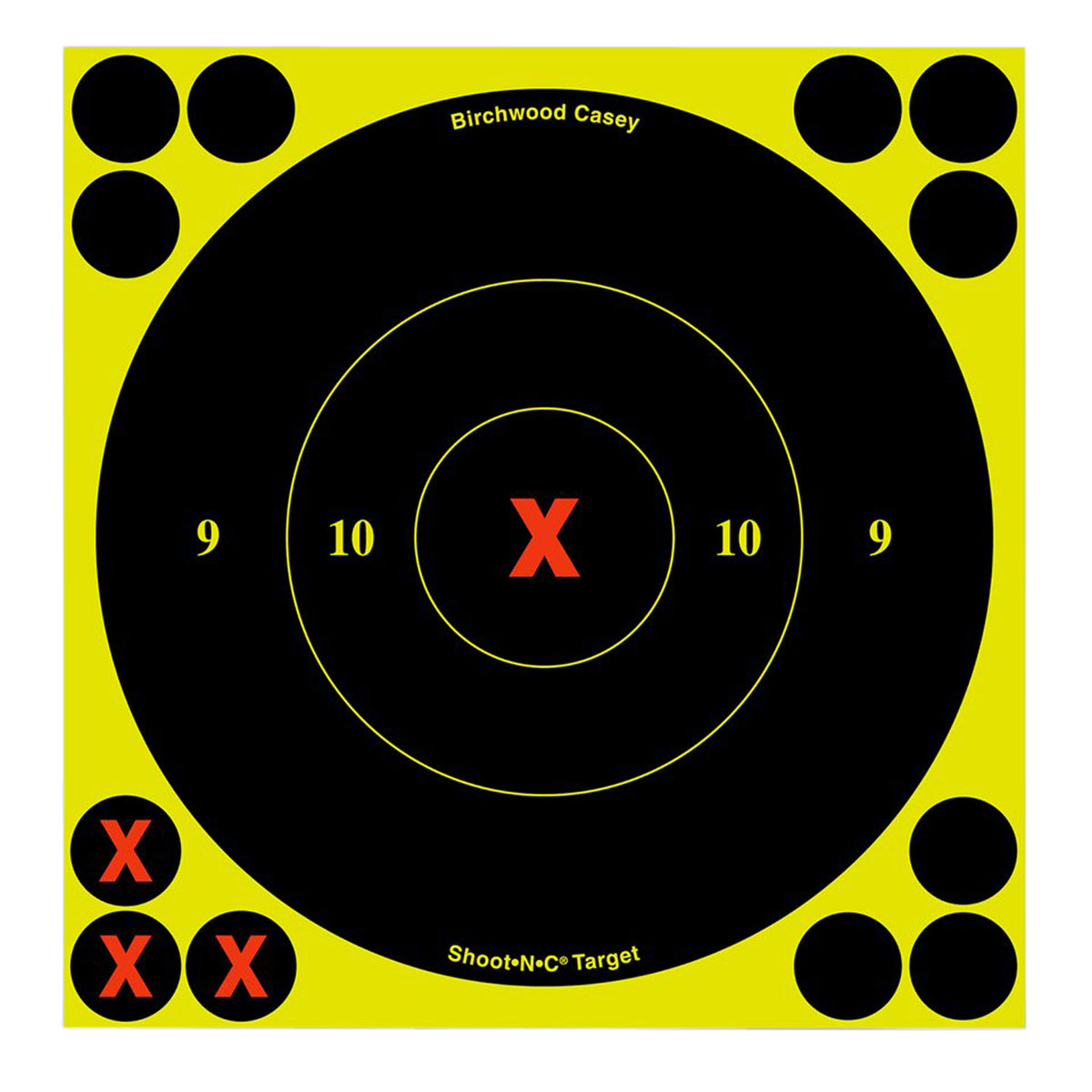 Birchwood Casey 34560 Shoot-N-C Reactive Self-Adhesive Paper Target Black/Yellow 6" X-Bullseye 60 Pack