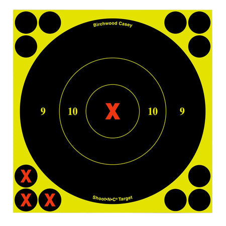Birchwood Casey 34560 Shoot-N-C Reactive Self-Adhesive Paper Target Black/Yellow 6" X-Bullseye 60 Pack