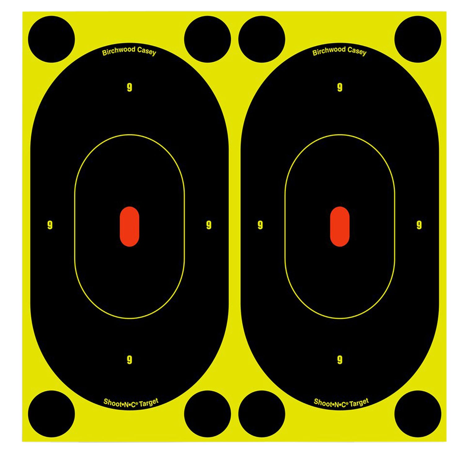 Birchwood Casey 34750 Shoot-N-C Reactive Self-Adhesive Paper Target Black/Yellow 7" Oval Silhouette 60 Pack