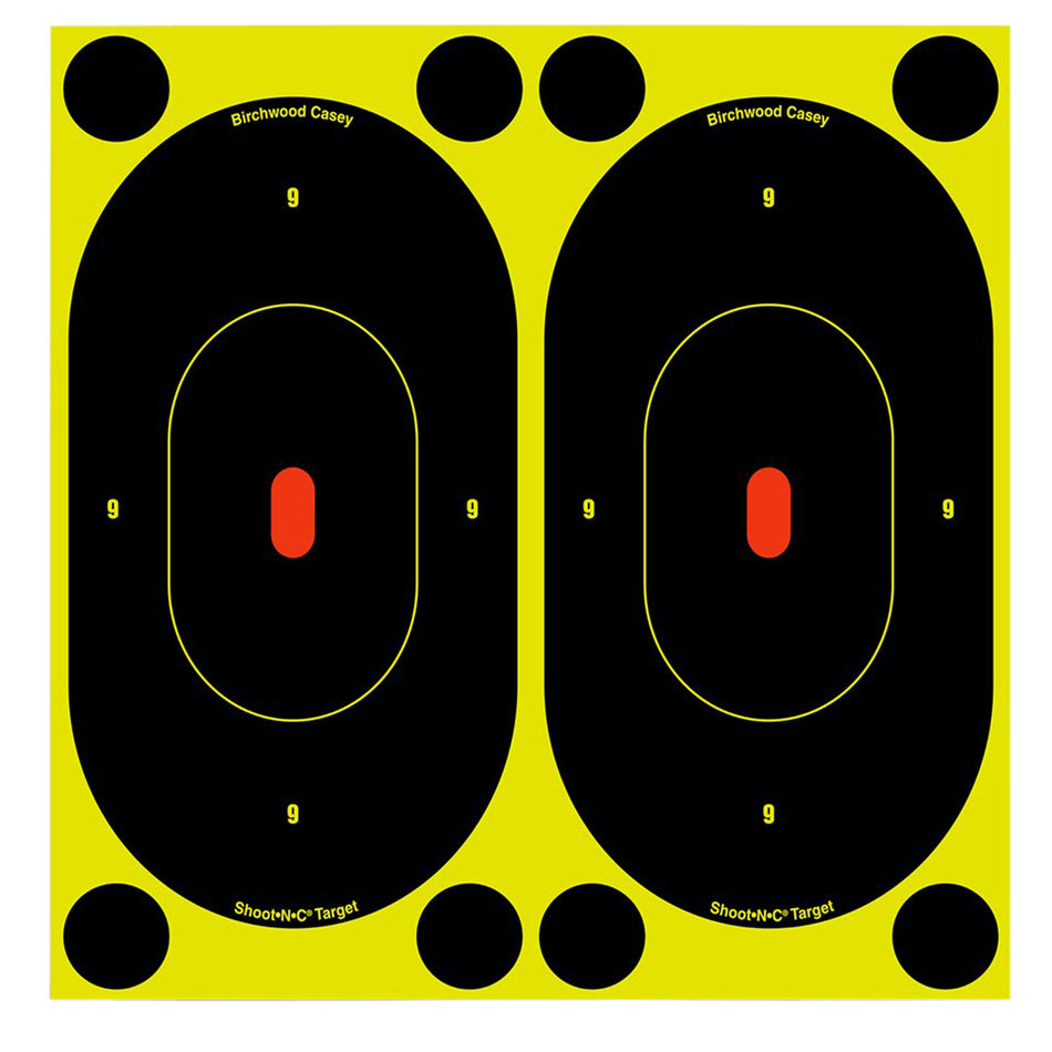 Birchwood Casey 34750 Shoot-N-C Reactive Self-Adhesive Paper Target Black/Yellow 7" Oval Silhouette 60 Pack
