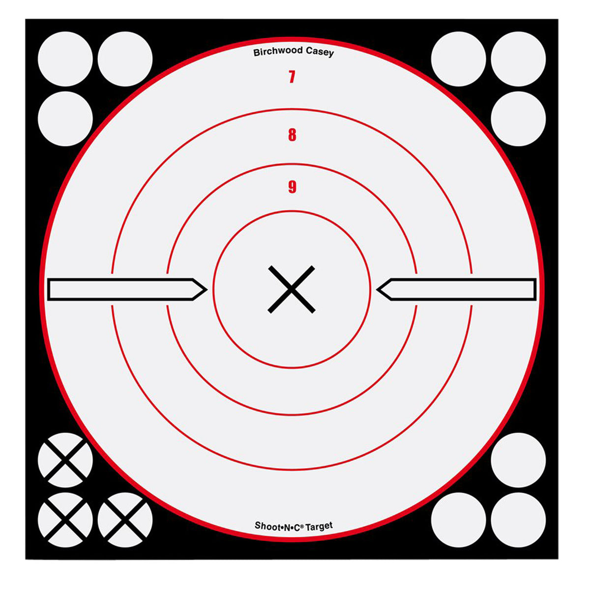 Birchwood Casey 34802 Shoot-N-C Reactive Self-Adhesive Paper Target Black/Red/White 8" Bullseye 6 Pack
