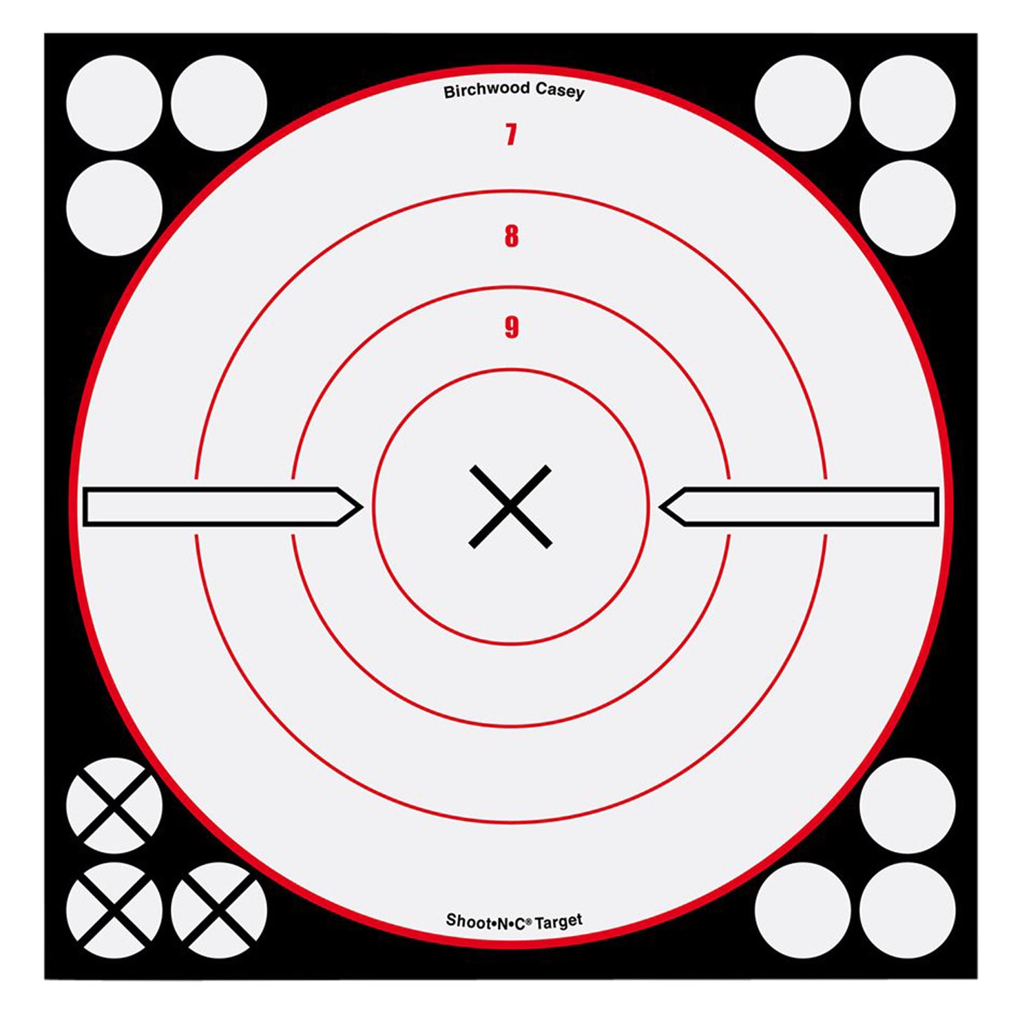 Birchwood Casey 34802 Shoot-N-C Reactive Self-Adhesive Paper Target Black/Red/White 8" Bullseye 6 Pack
