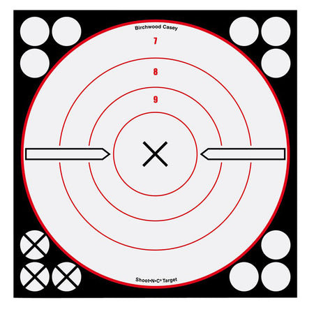 Birchwood Casey 34802 Shoot-N-C Reactive Self-Adhesive Paper Target Black/Red/White 8" Bullseye 6 Pack