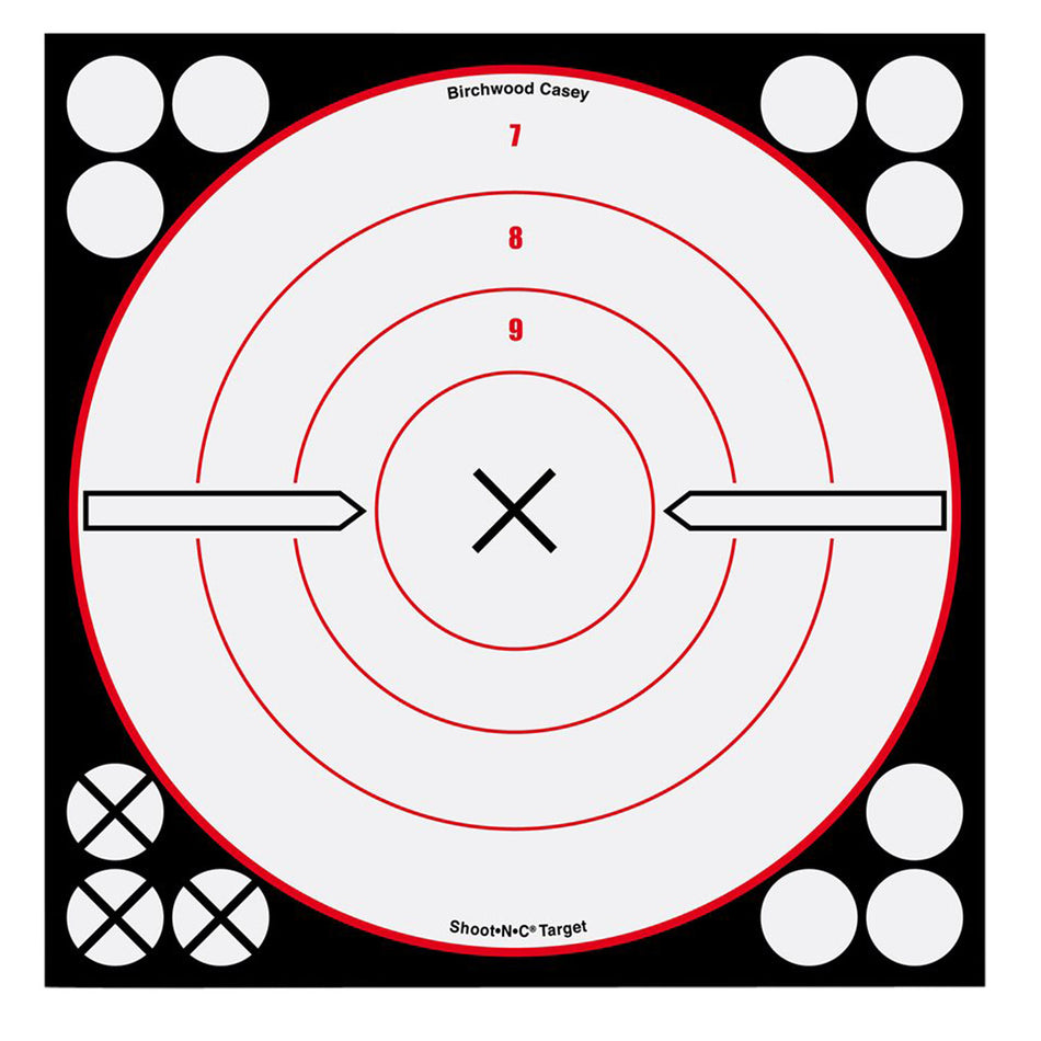 Birchwood Casey 34802 Shoot-N-C Reactive Self-Adhesive Paper Target Black/Red/White 8" Bullseye 6 Pack