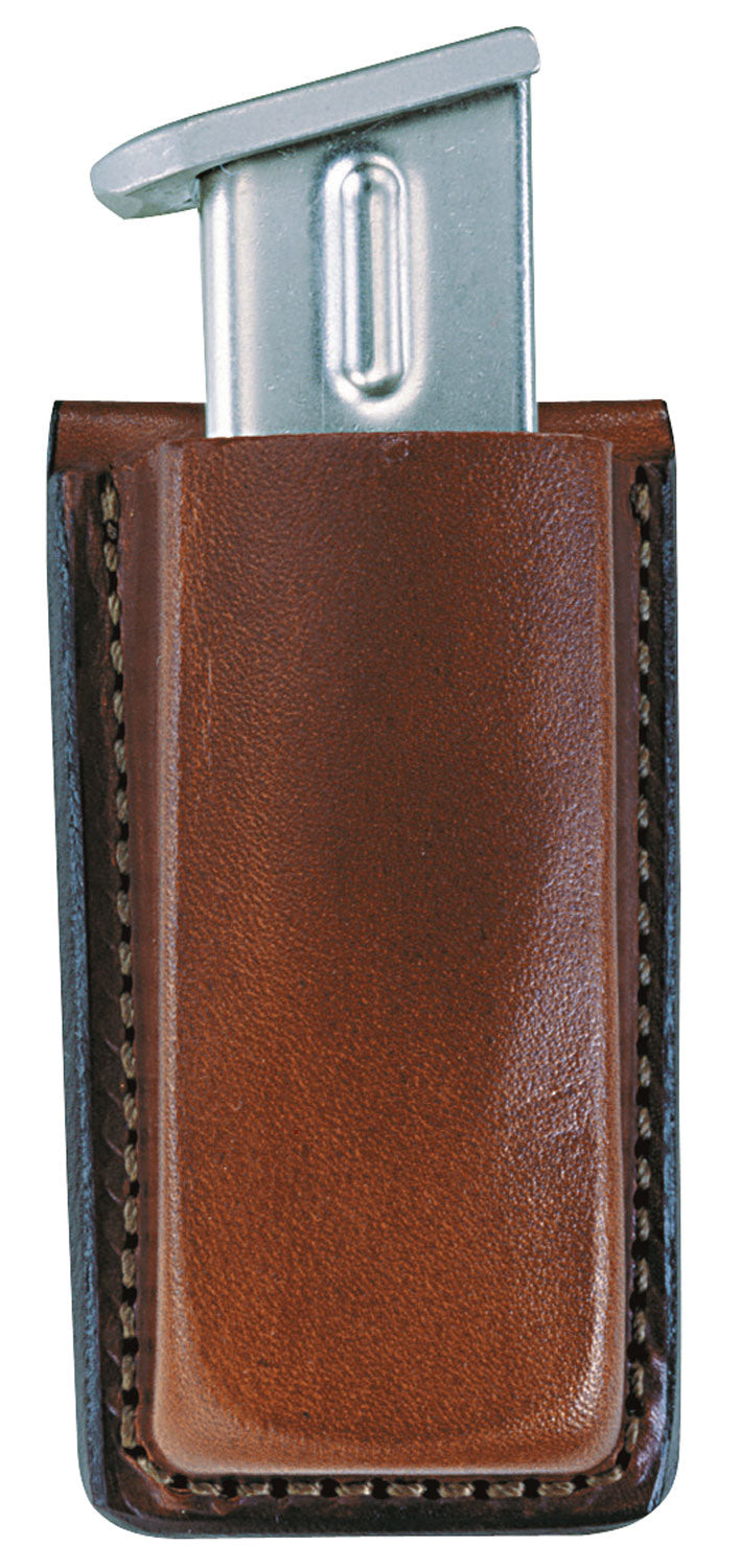 Bianchi 10734 Open Top Single Mag Pouch Tan Leather Belt Clip 9mm/10mm/40/45