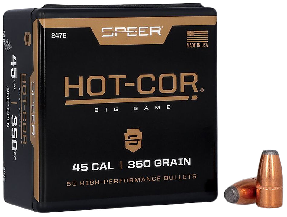 Speer Hot-Cor .45 Caliber 350 Grain Soft Point Flat Nose Reloading Projectiles