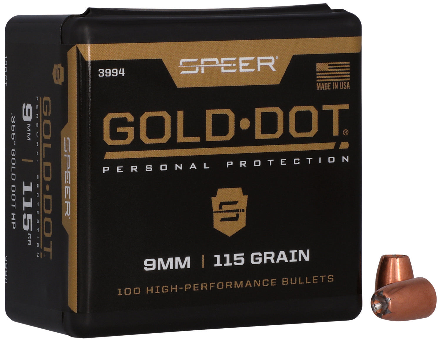 Speer Gold Dot 9mm 115 Grain Hollow Point Defense Reloading Projectiles