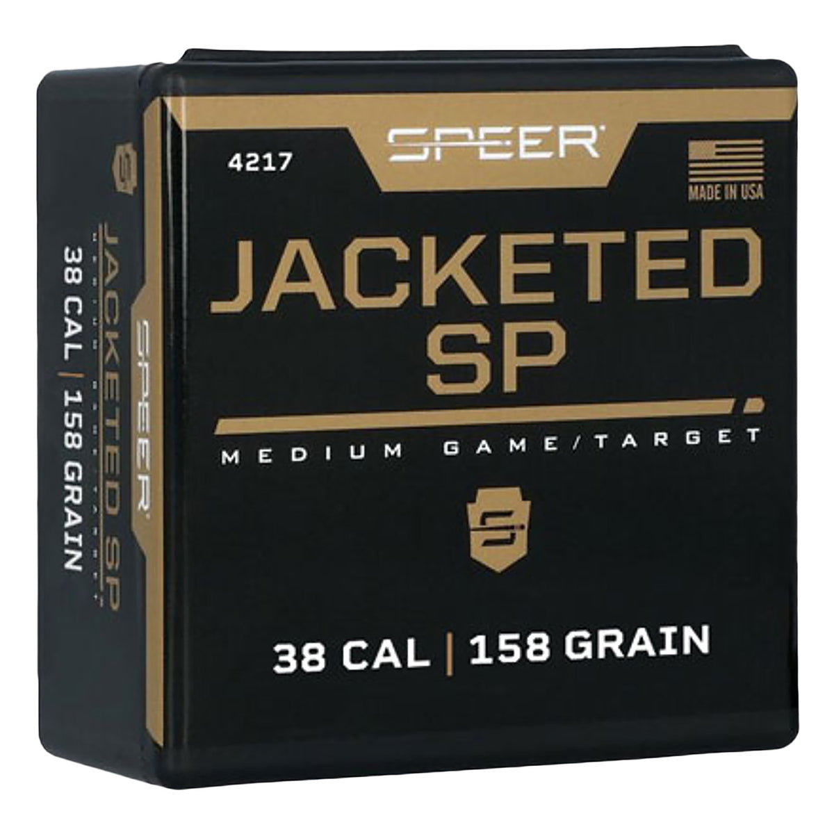 Speer #4217 38 Cal 158gr Jacketed Soft Point Handgun Component Bullets Box of 100