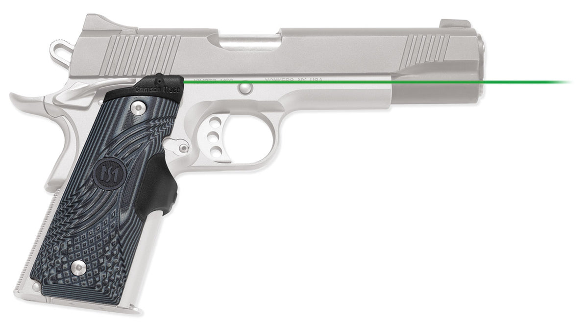 Crimson Trace 0155201 Master Series Lasergrips for 1911 Full-Size, Green Laser, Black/Gray G10
