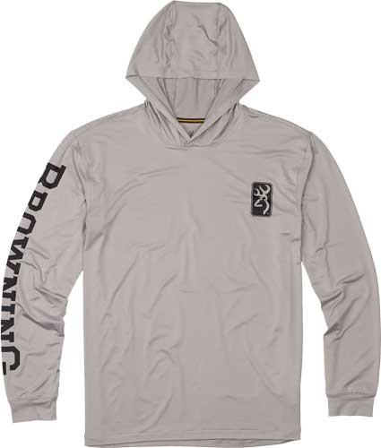 Browning Hooded Long-Sleeve Tech T-Shirt Light Gray X-Large